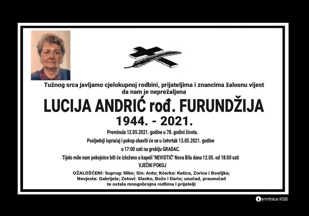 Preminula Lucija Andrić