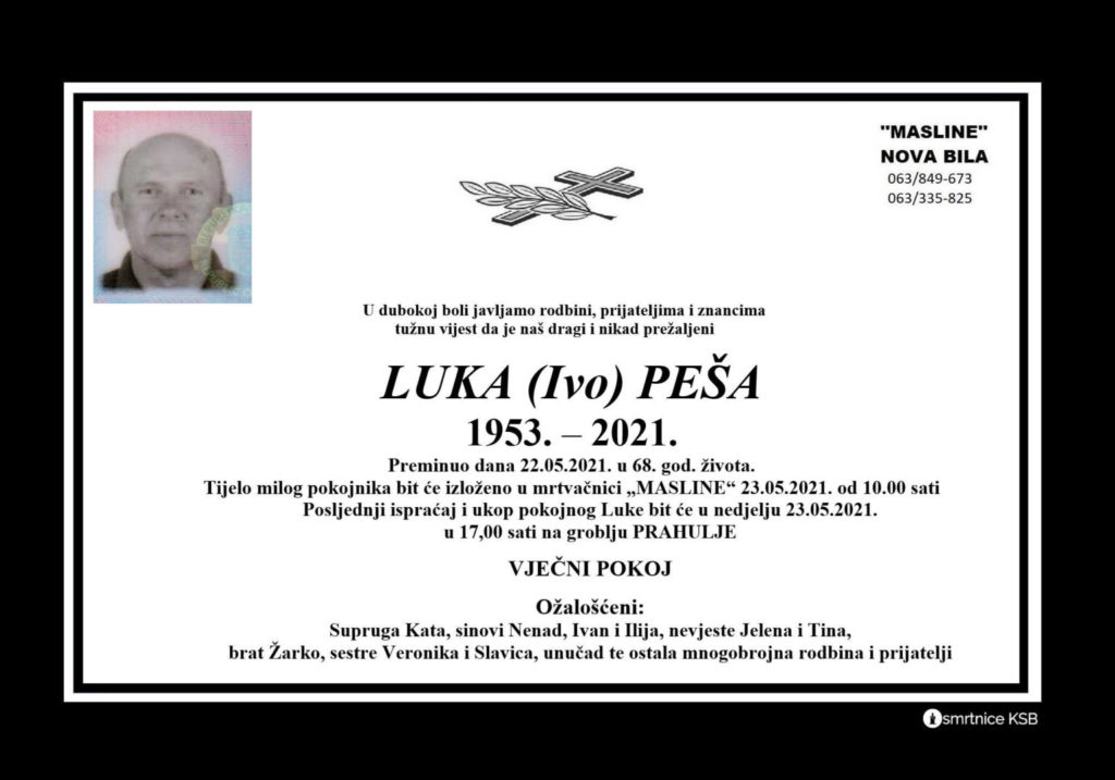 Preminuo Luka Peša