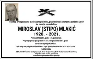 Preminuo Miroslav Mlakić