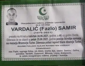 Preminuo Samir Vardalić