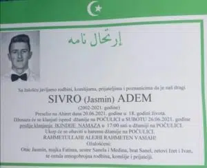 Sutra dženaza 18-godišnjem Ademu Sivro