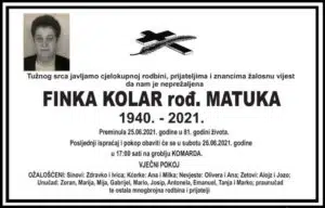 Preminula Finka Kolar