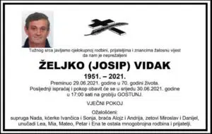 Preminuo Željko Vidak