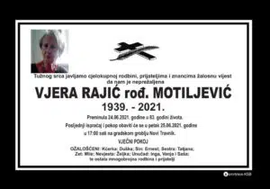 Preminula Vjera Rajić