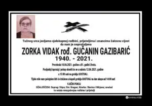 Preminula Zorka Vidak