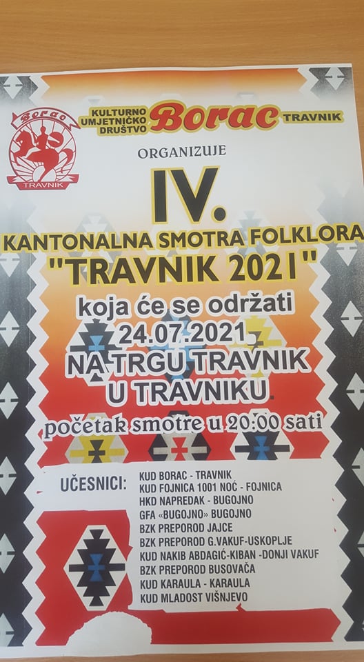 U subotu u Travniku Kantonalna smotra folklora "Travnik 2021"