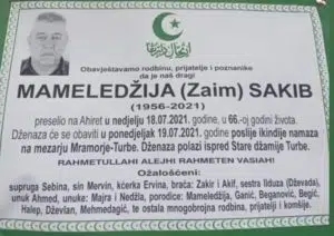 Preminuo Sakib Mameledžija