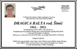 Preminula Dragica Balta