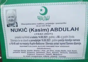 Preminuo Abdulah Nukić