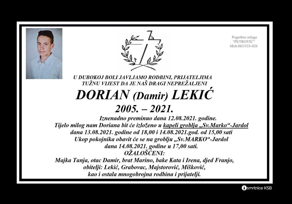 Preminuo Dorian Lekić