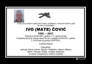Preminuo Ivo Čović