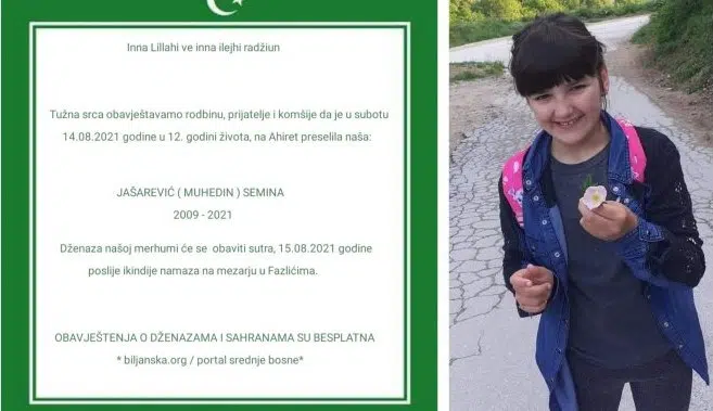 Travničko selo Fazlići okovano tugom/ Iznenada preminula 12-godišnja djevojčica Semina Jašarević