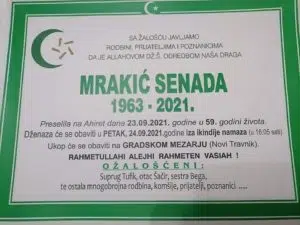 Preminula Senada Mrakić