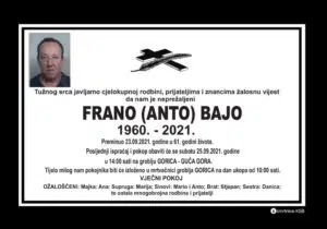 Preminuo Frano Bajo