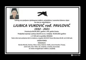 Preminula Ljubica Vuković