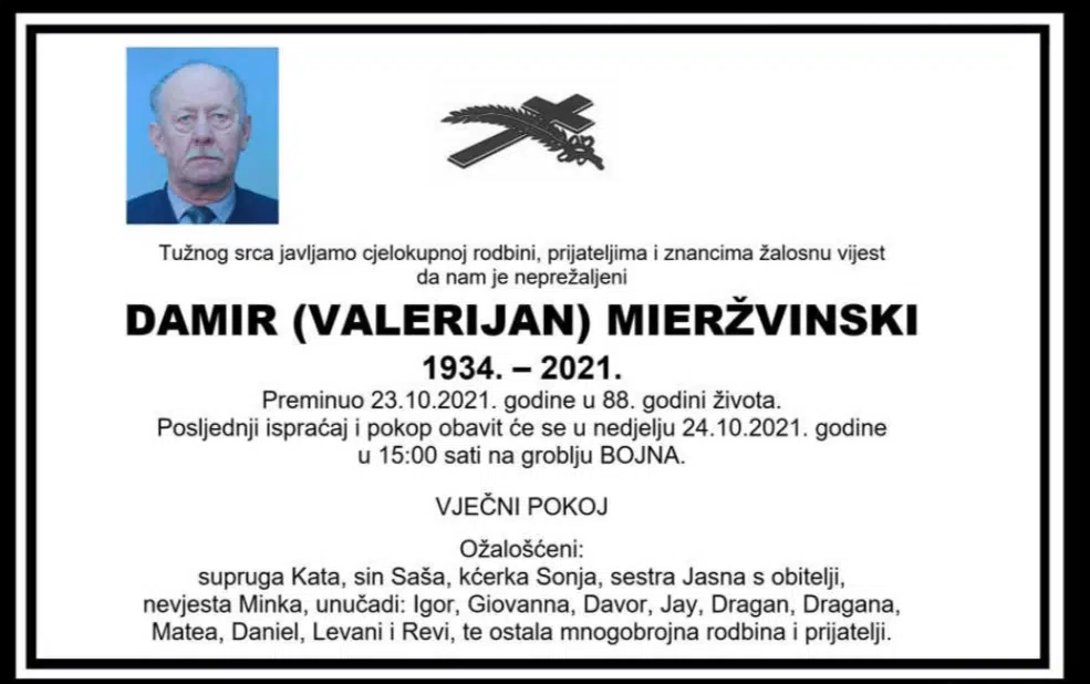 Preminuo je Damir Mieržvinski