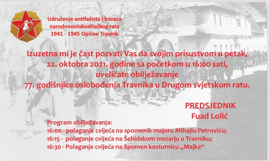 obilježavanje 77. godišnjice oslobođenja travnika u drugom svjetskom ratu