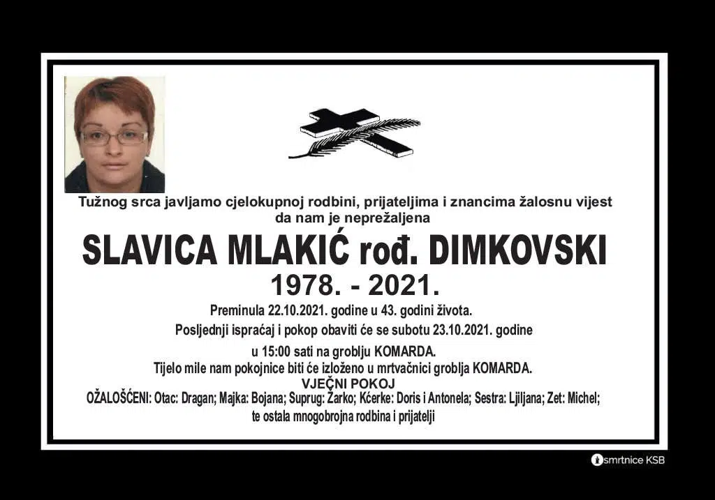 Preminula Slavica Mlakić