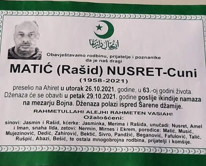 Preminuo Nusret – Cuni Matić