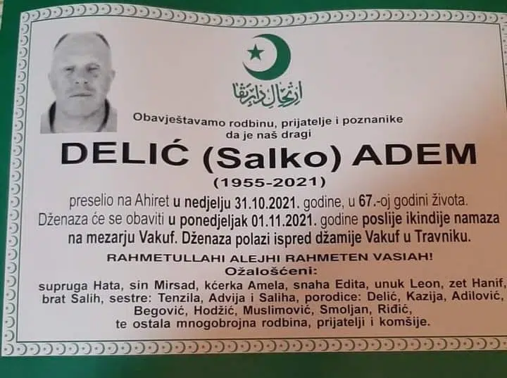 Preminuo Adem Delić