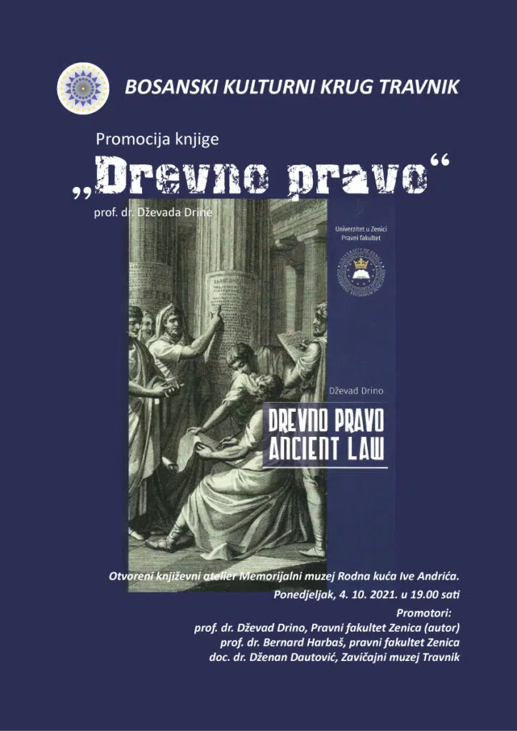 Bosanski kulturni krug organizuje promociju knjige ”Drevno pravo”