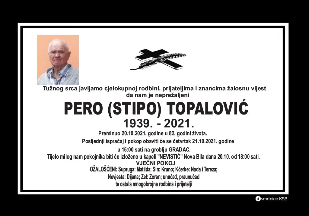 Preminuo Pero Topalović