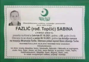 Preminula Sabina Fazlić