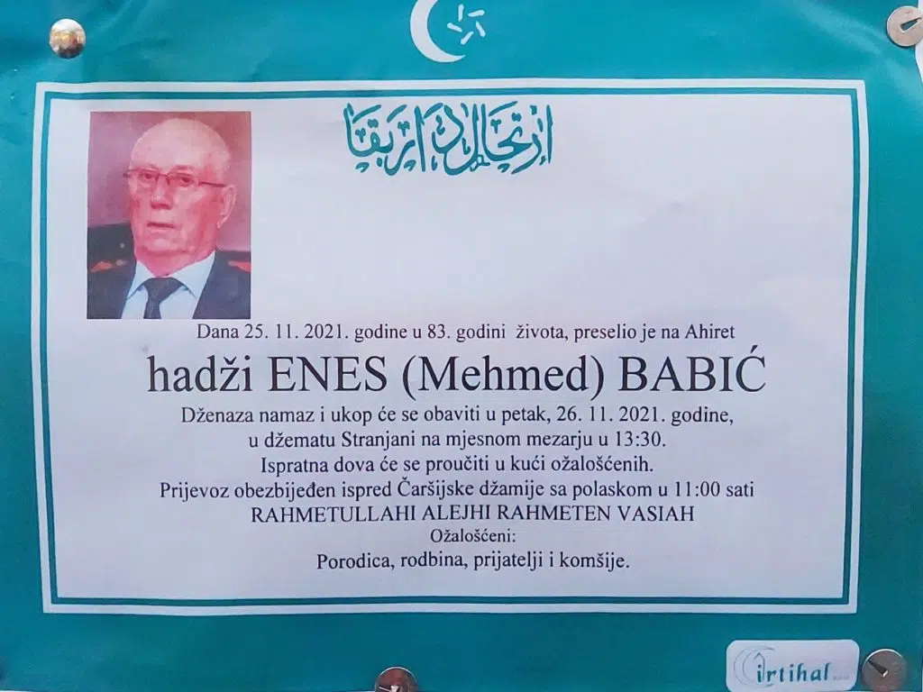 Preminuo je hadži Enes Babić