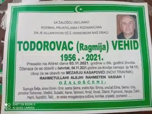 Na Ahiret preselio Todorovac Vehid