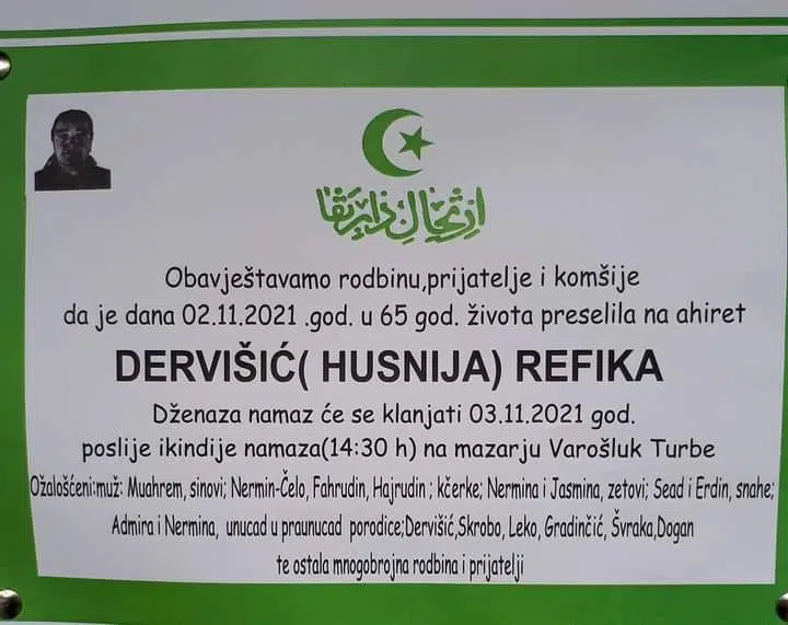 Preminula Refika Dervišić