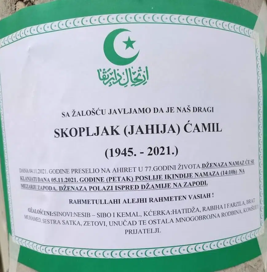 Preminuo Ćamil Skopljak