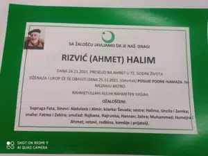 Preminuo Halim Rizvić