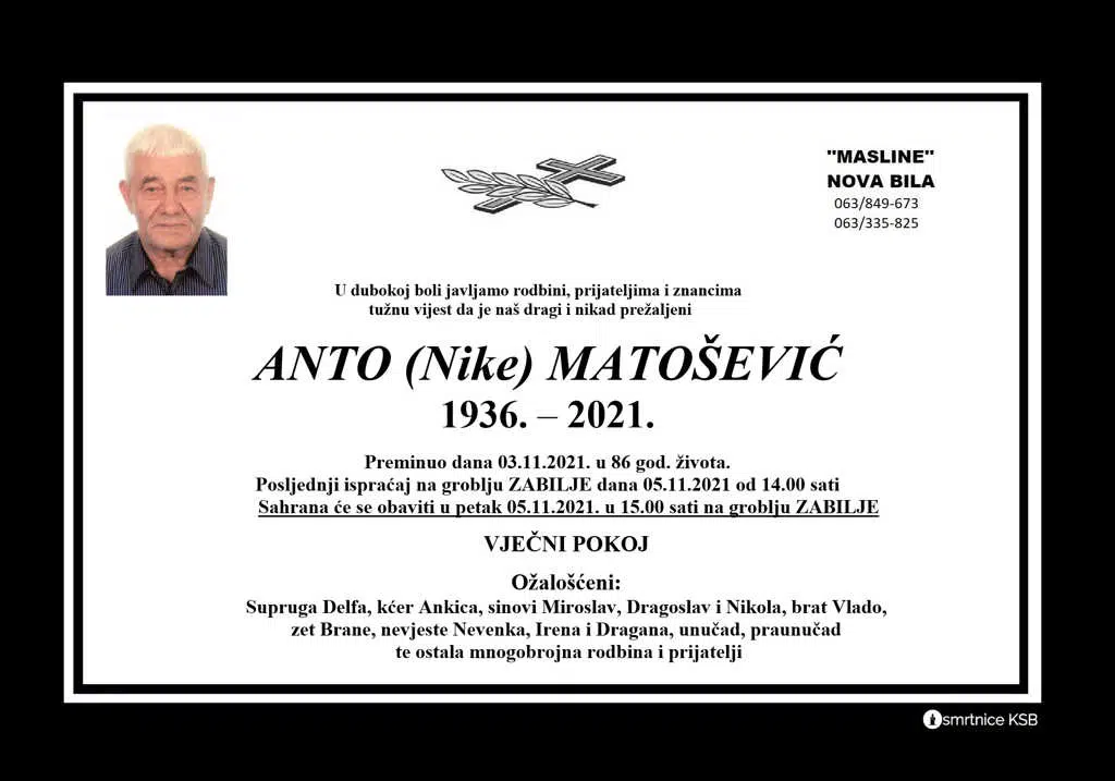 Preminuo Anto Matošević