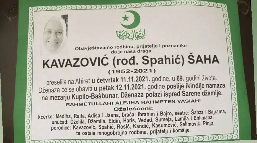 Preminula Šaha Kavazović