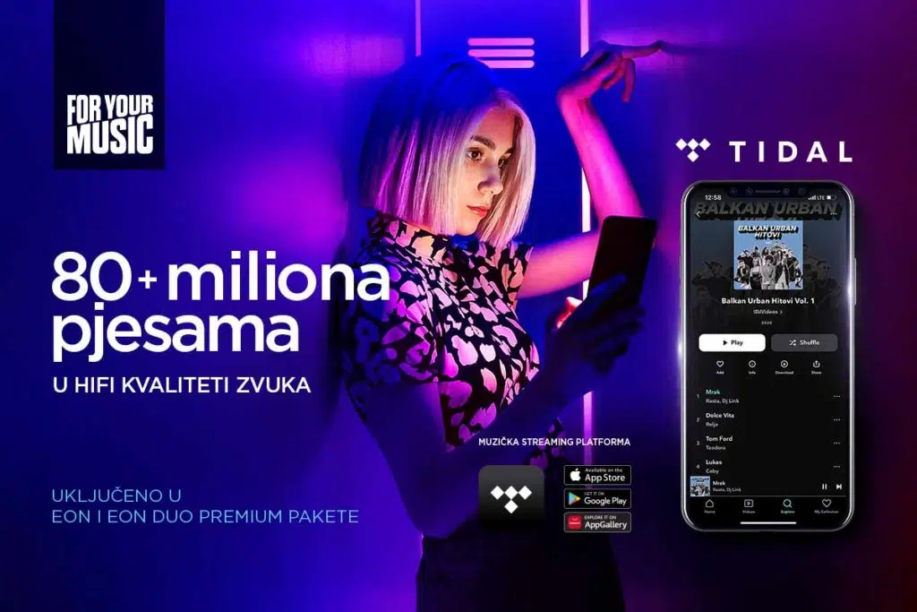 Najnoviji IDJ hitovi i preko 80 miliona pjesama isključivo u HiFi zvuku uz TIDAL