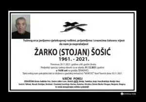 Preminuo Žarko Šošić