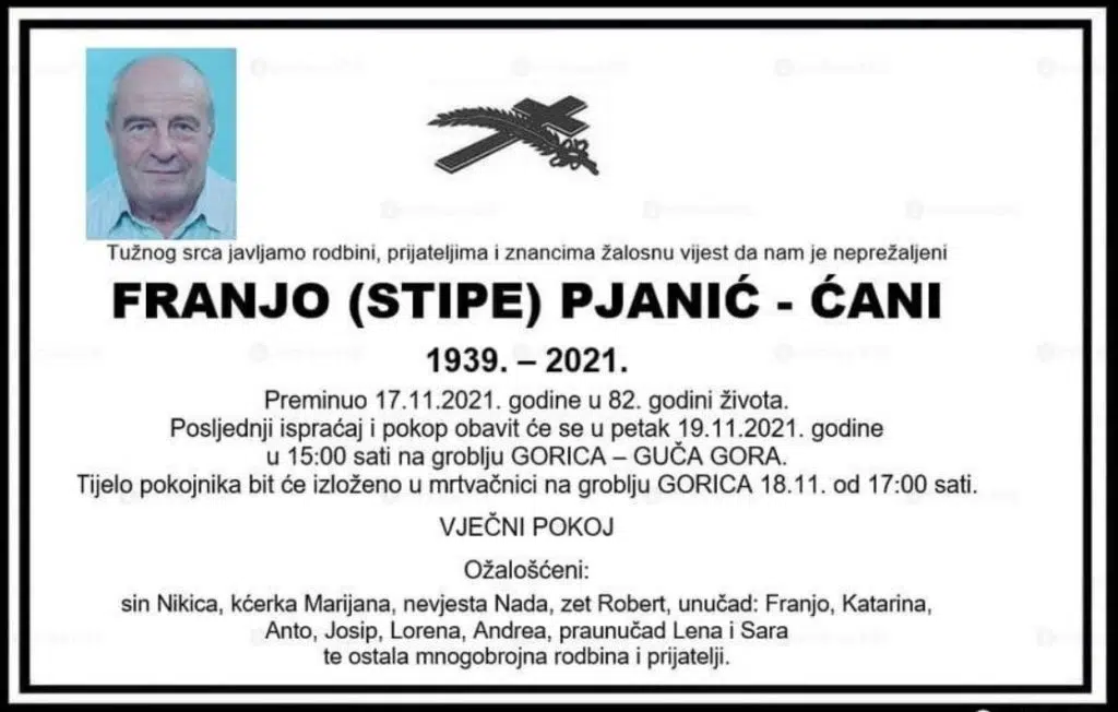 Preminuo Franjo Pjanić