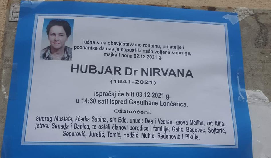 Preminula dr. Nirvana Hubjar