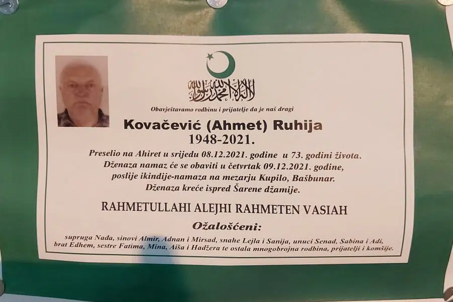 Preminuo Ruhija Kovačević