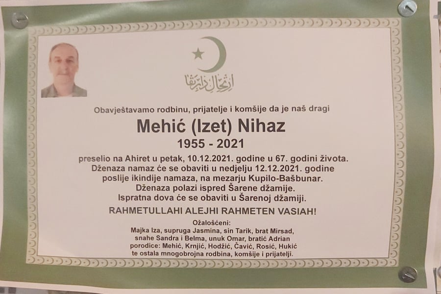 Preminuo Mehić Nihaz