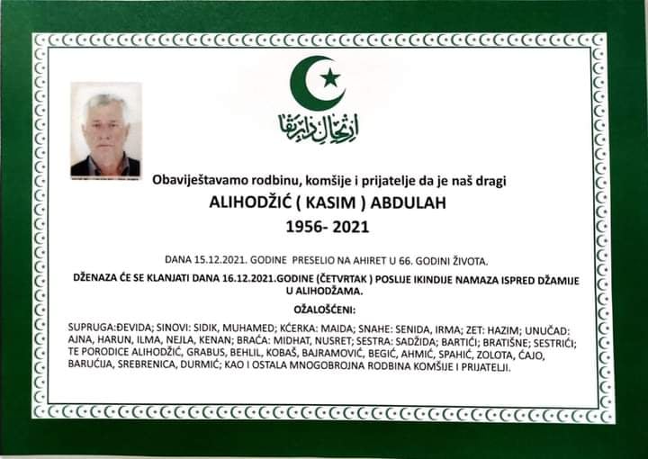 Preminuo Abdulah Alihodžić