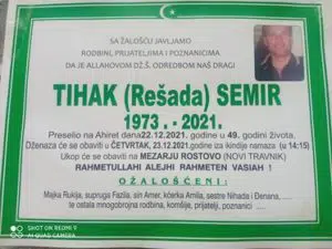 Preminuo Semir Tihak
