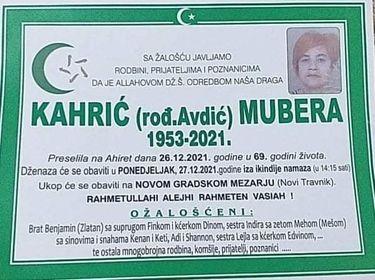Preminula Mubera Kahrić