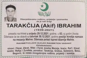 Preminuo Ibrahim Tarakčija