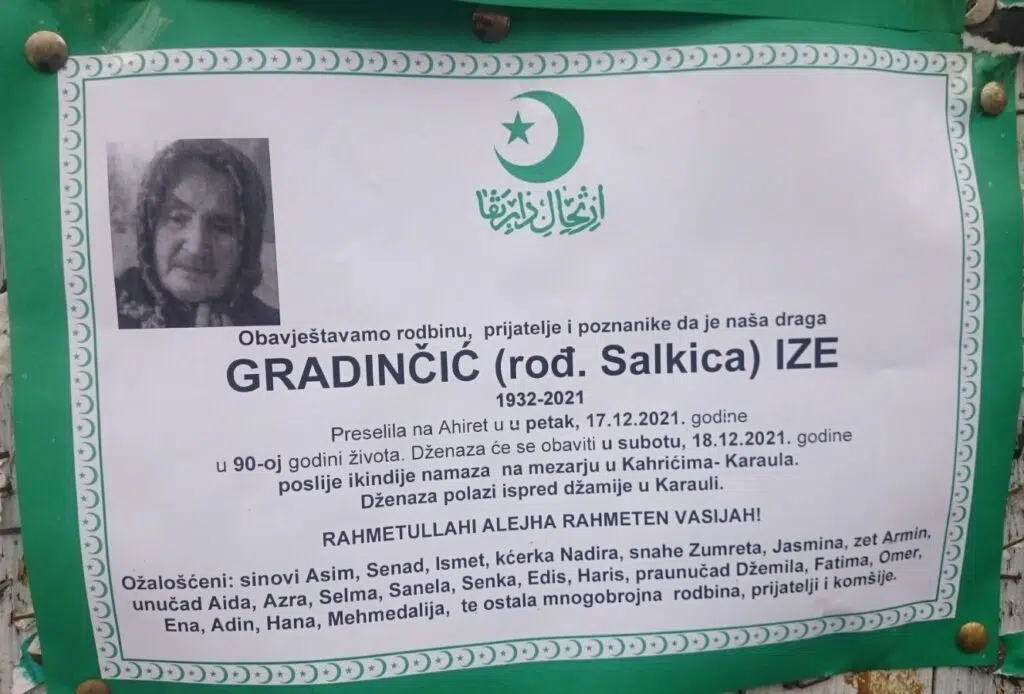 Preminula je Gradinčić Ize