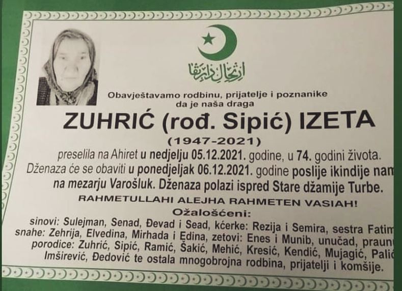 Preminula Izeta Zuhrić