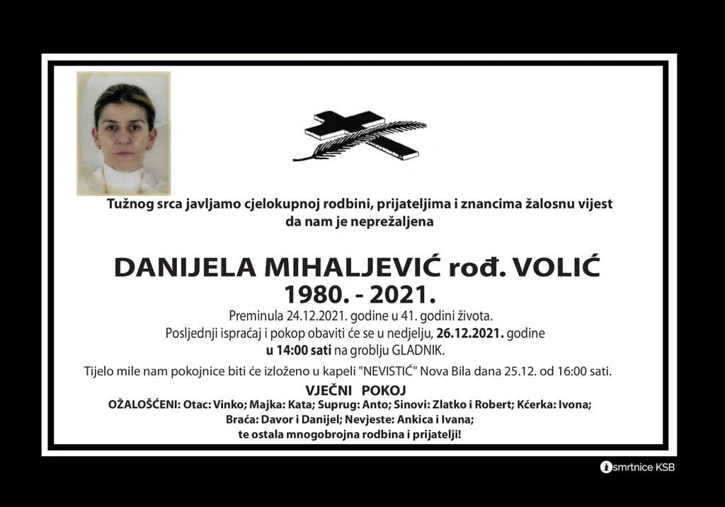 Preminula Danijela Mihaljević