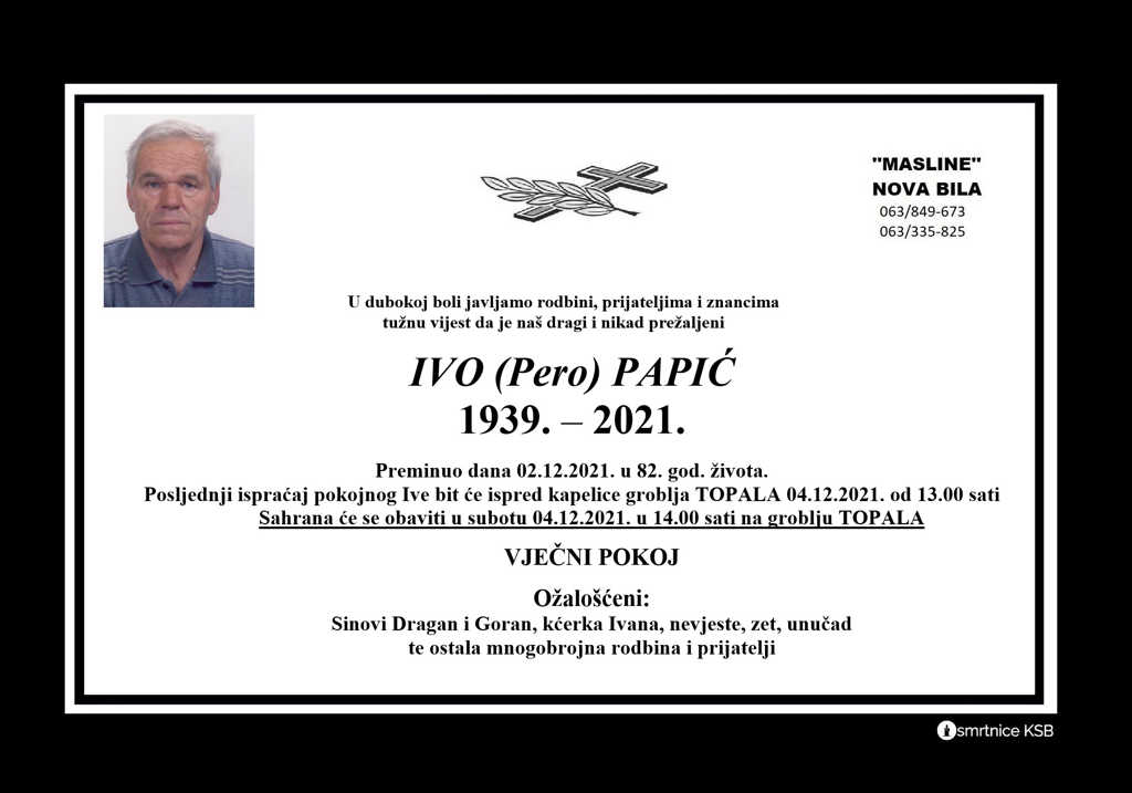 Preminuo Ivo Papić