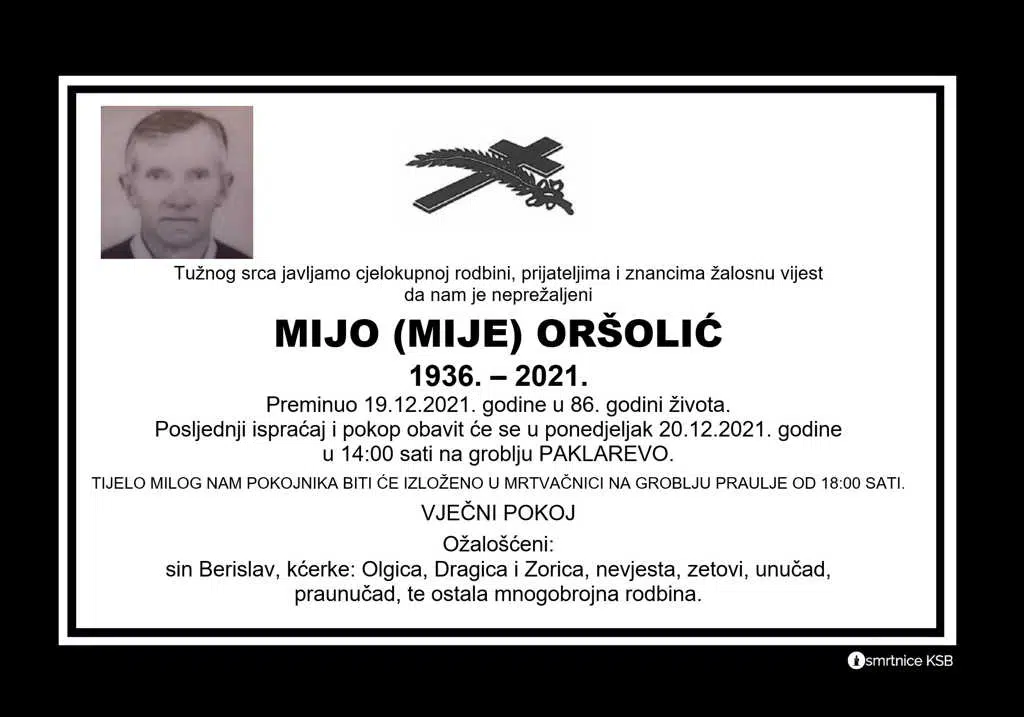 Preminuo Mijo Oršolić