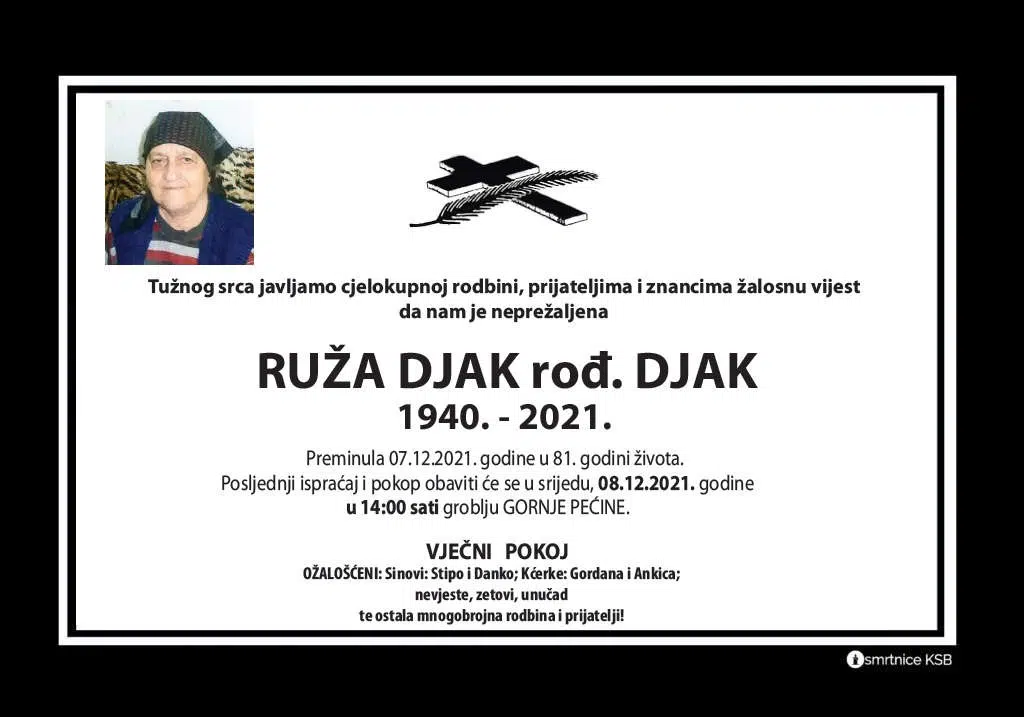 Preminula Ruža Djak